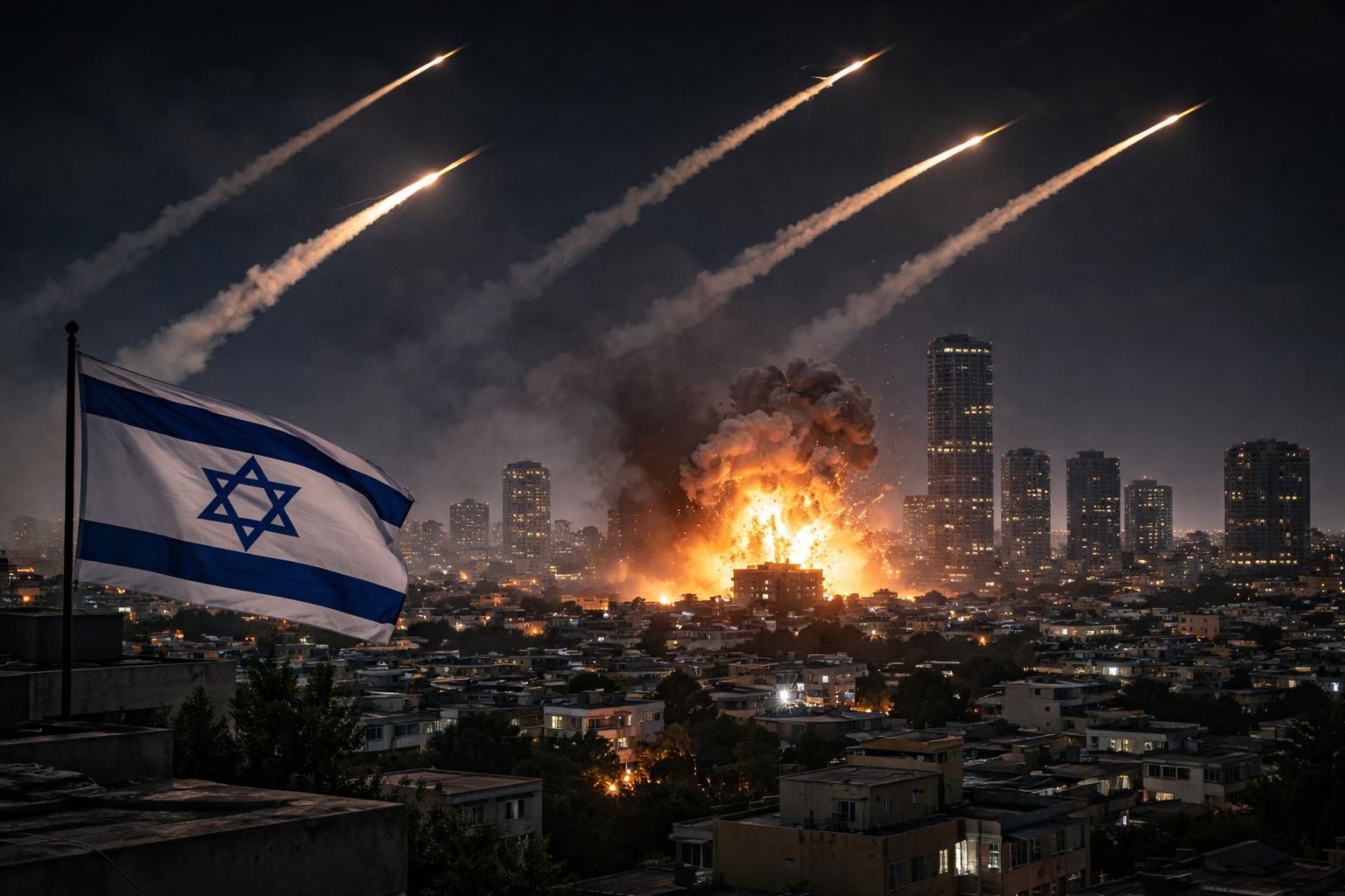 Redaktionelle Szene zum Thema „Iran greift Israel nach Waffenruhe erneut mit Raketen an“