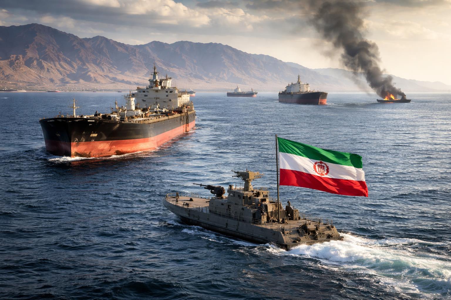 Redaktionelle Szene zum Thema „Iran sperrt Straße von Hormus erneut wegen Israels Angriffen im Libanon“