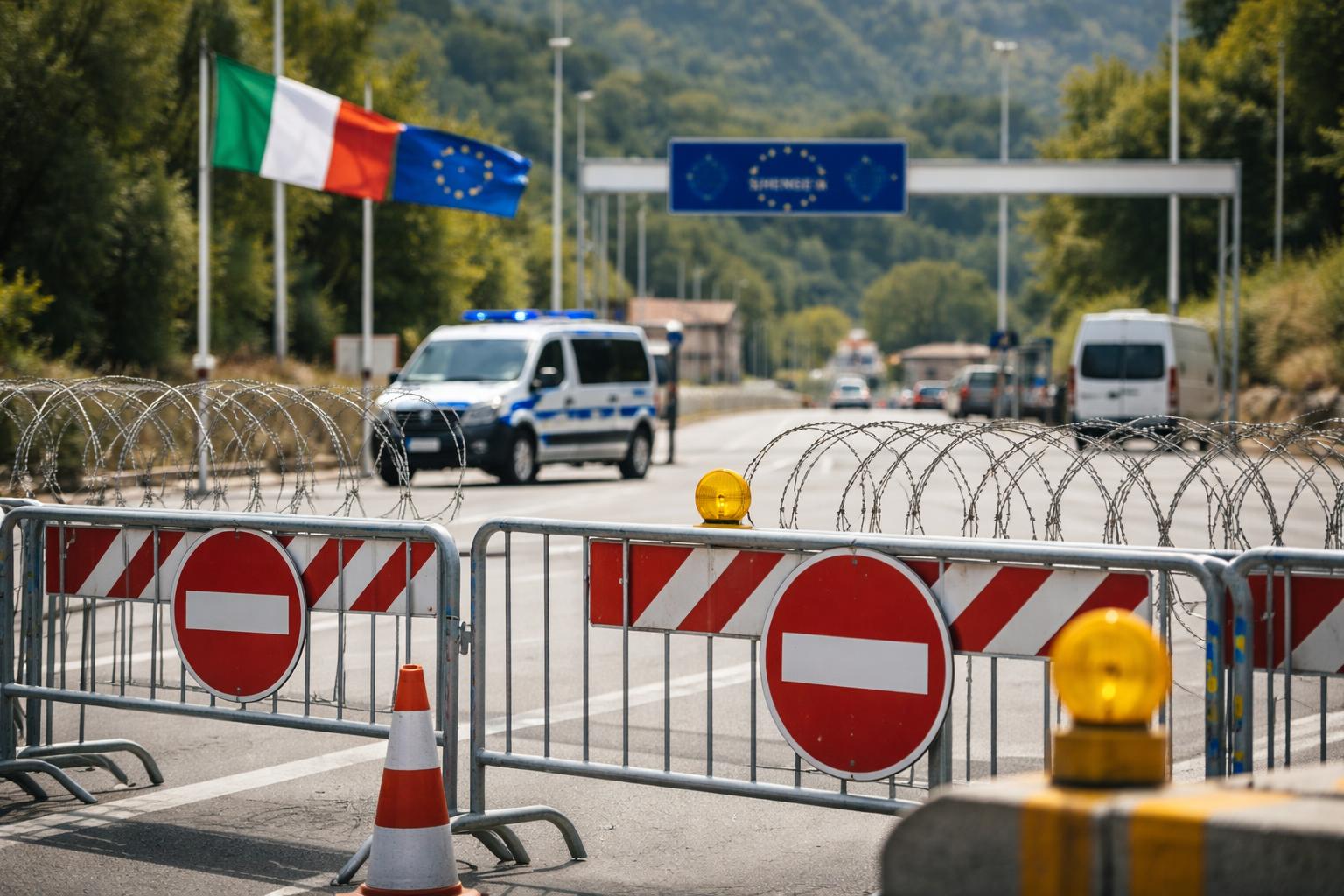 Redaktionelle Szene zum Thema „Italien setzt Anwendung von Schengen gegenüber Spanien vorübergehend aus“