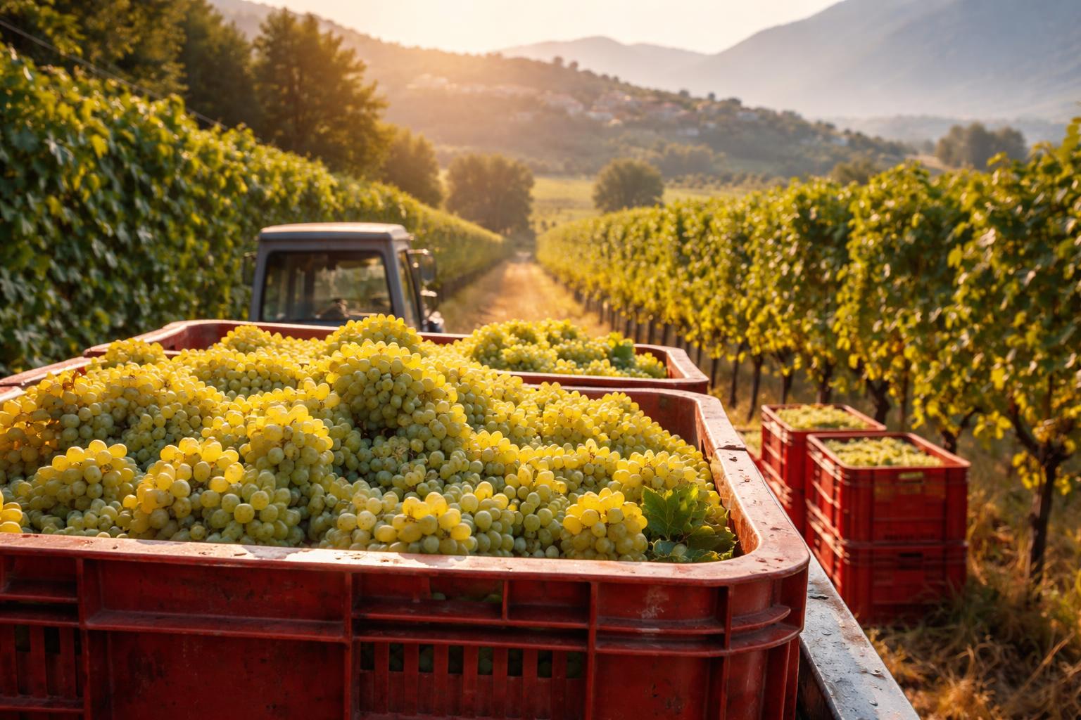 Redaktionelle Szene zum Thema „Italien startet die Weinlese heuer früher als üblich“