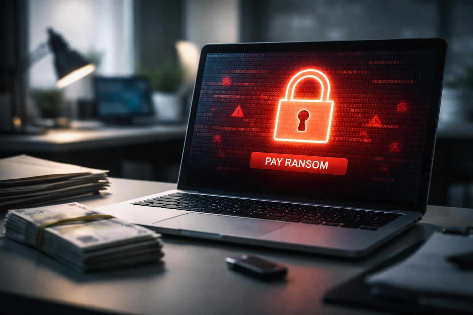 Redaktionelle Szene zum Thema „Jede vierte Firma in Österreich zahlt Lösegeld nach Cyberangriffen“