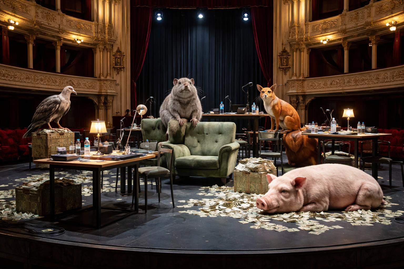 Redaktionelle Szene zum Thema „Jelineks „Unter Tieren“ als Marathonlesung im Burgtheater“