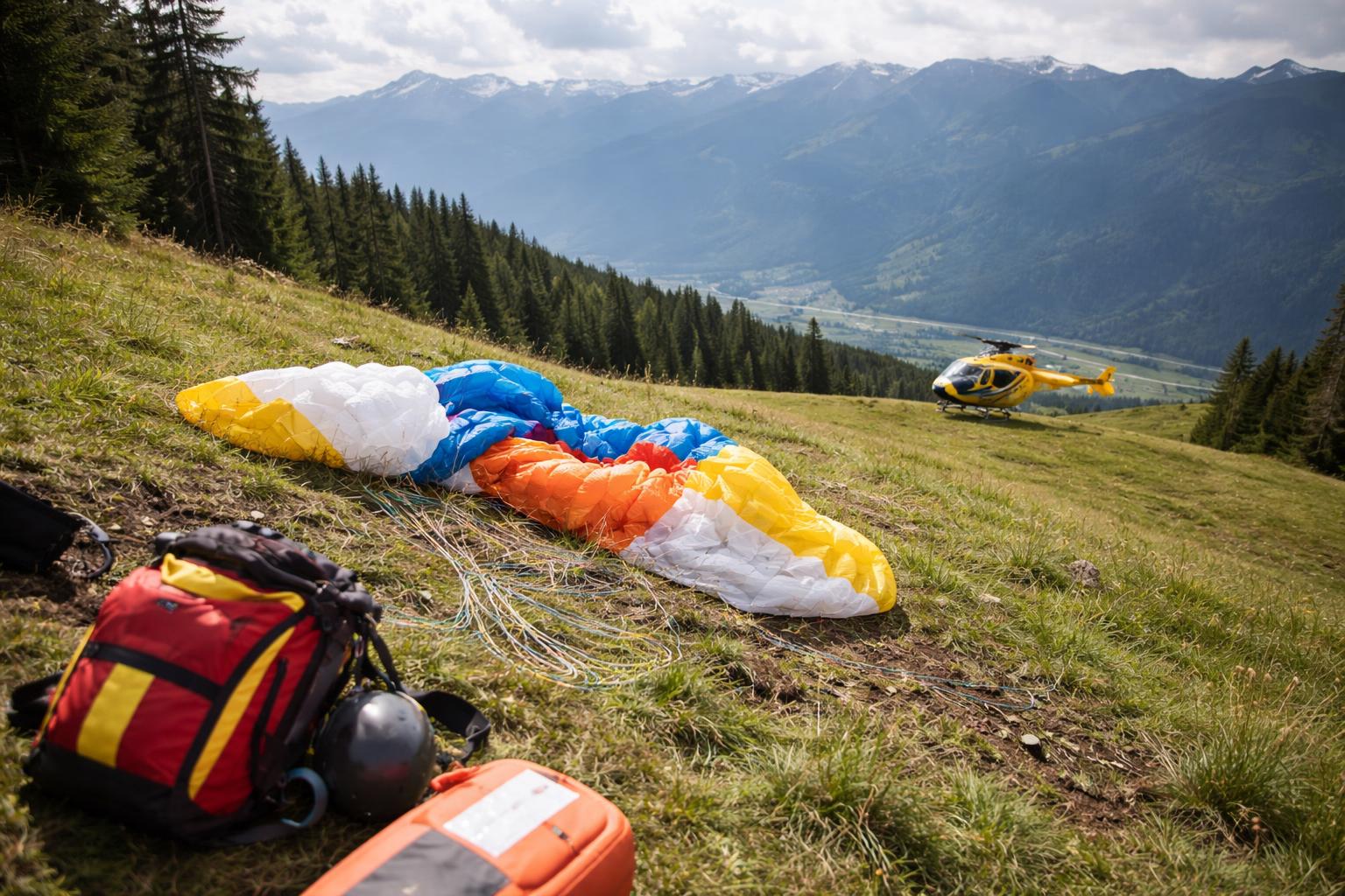 Redaktionelle Szene zum Thema „Junger Paragleiter in Kärnten bei Absturz schwer verletzt“