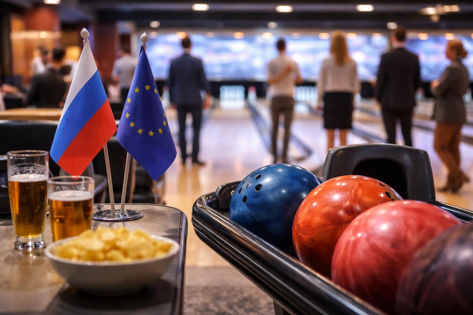 Redaktionelle Szene zum Thema „Karin Kneissl in St. Petersburg bei Bowling-Event des Wirtschaftsforums“