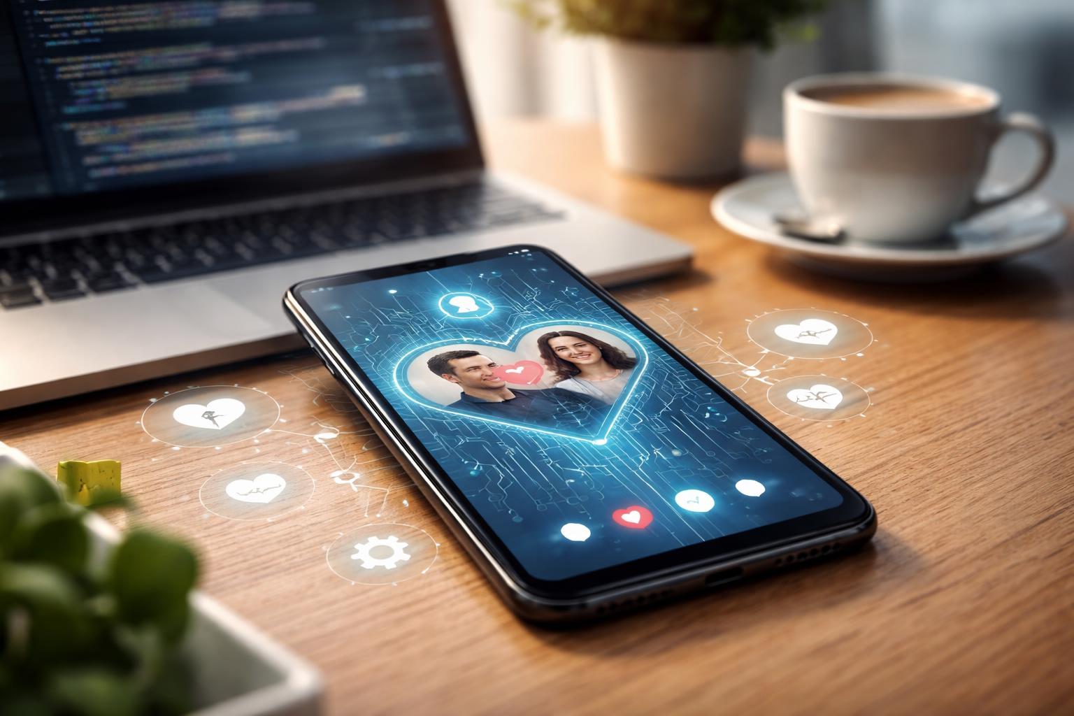 Redaktionelle Szene zum Thema „KI im Dating: Wie Apps bei der Partnersuche helfen sollen“