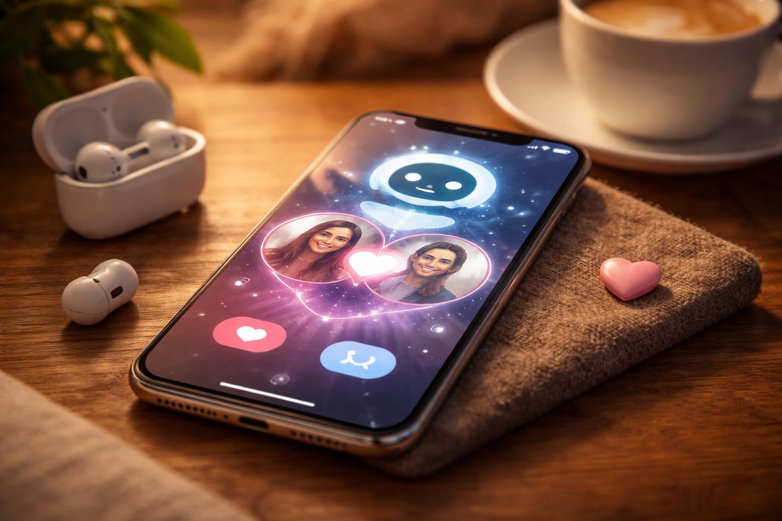 Redaktionelle Szene zum Thema „KI im Dating: Wie Apps das Kennenlernen neu steuern“