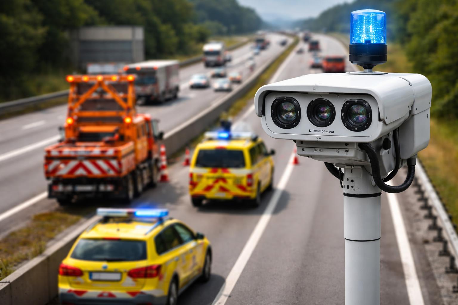 Redaktionelle Szene zum Thema „KI-Kamera soll Arbeiter auf Autobahnen besser schützen“