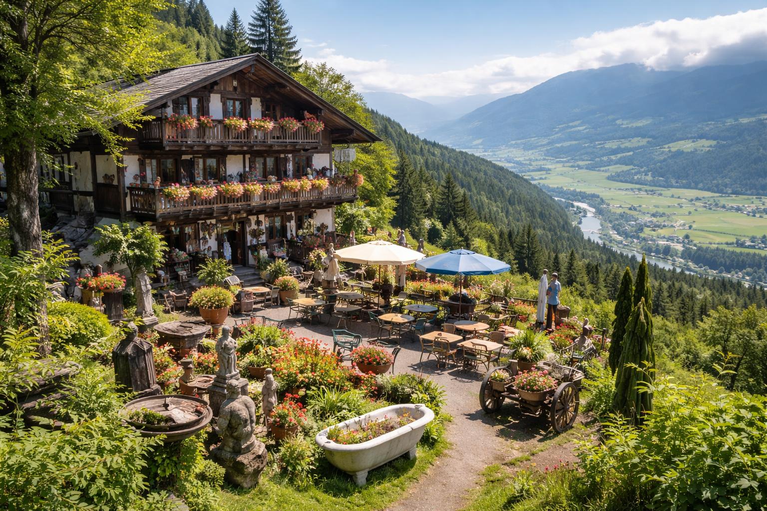 Redaktionelle Szene zum Thema „Kleinsasserhof in Kärnten: Wirtshaus, Wohnmuseum und Gesamtkunstwerk mit Blick ins Drautal“
