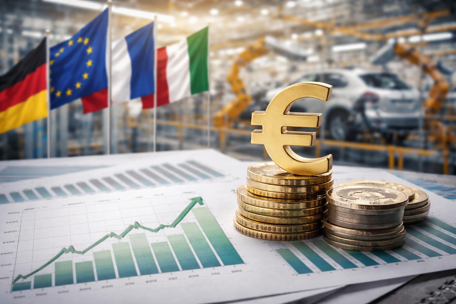 Redaktionelle Szene zum Thema „Konjunkturstimmung im Euroraum verbessert sich den dritten Monat in Folge“