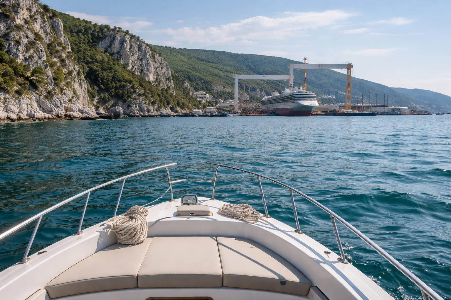 Redaktionelle Szene zum Thema „Küstentour bei Triest führt erstmals zum Fincantieri-Werftgelände“