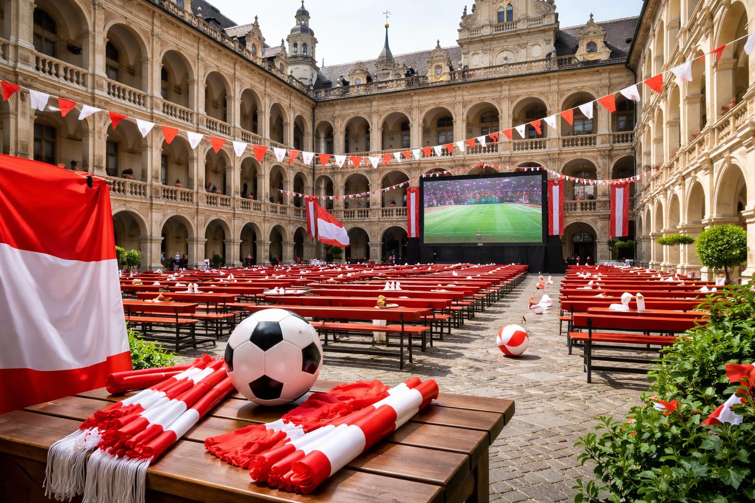 Redaktionelle Szene zum Thema „Landhaushof in Graz wird beim Public Viewing zum Rot-Weiß-Rot-Magneten“