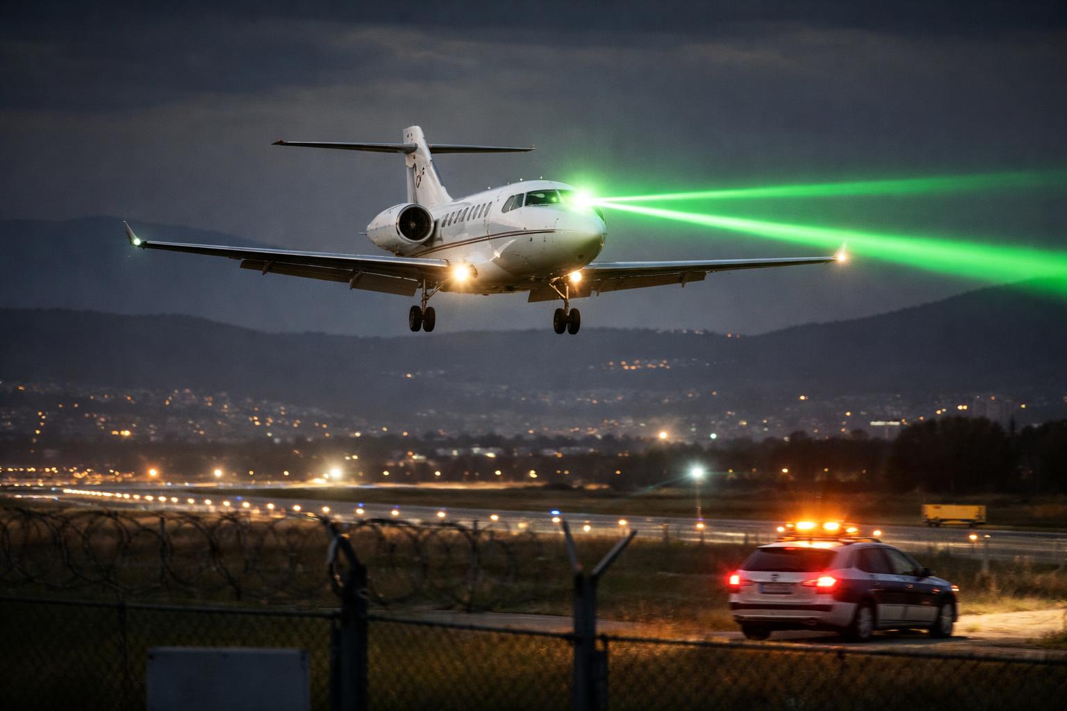 Redaktionelle Szene zum Thema „Laser blendet Privatflugzeug im Anflug auf Graz“