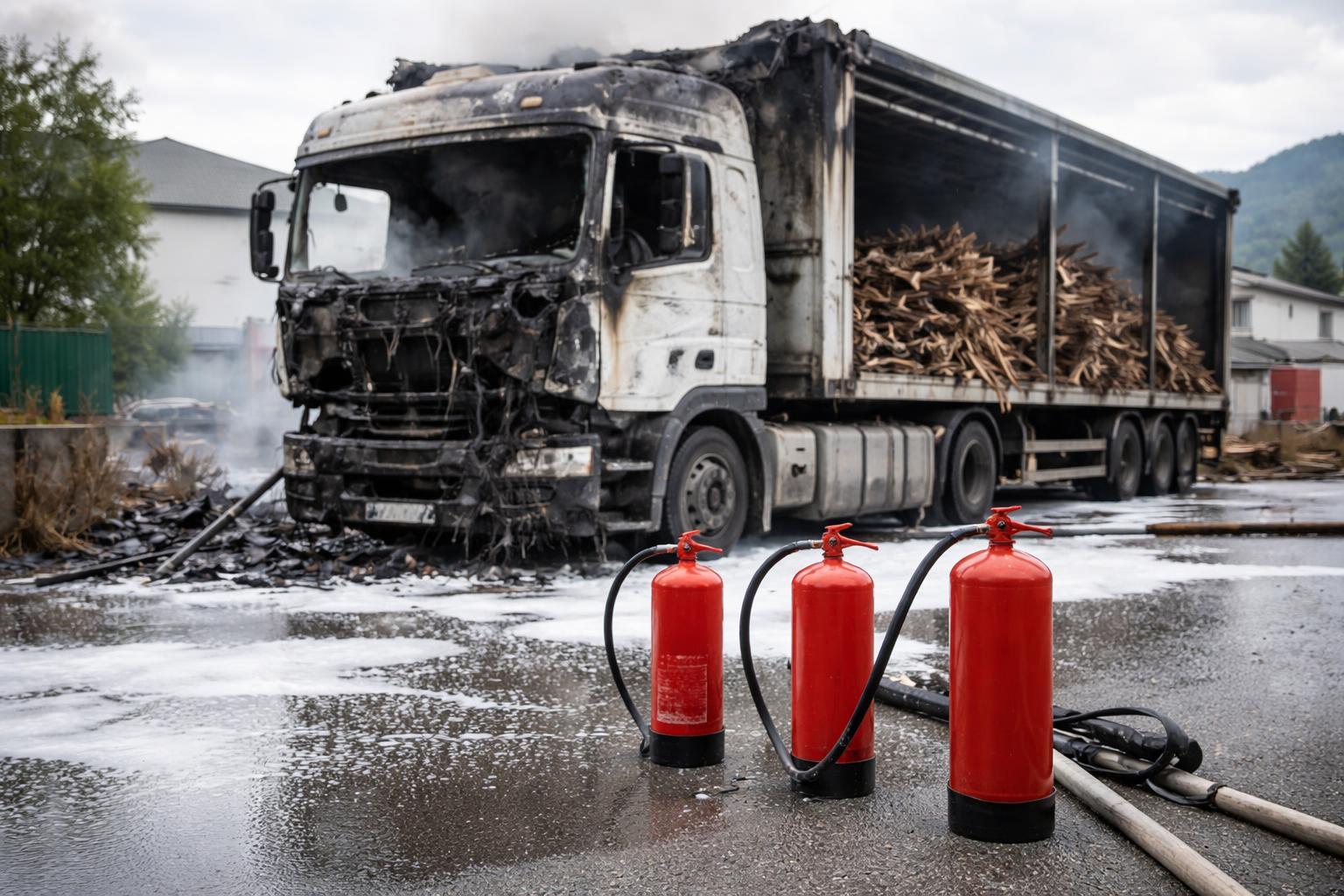 Redaktionelle Szene zum Thema „Lkw-Brand in Rankweil mit Feuerlöschern eingedämmt“