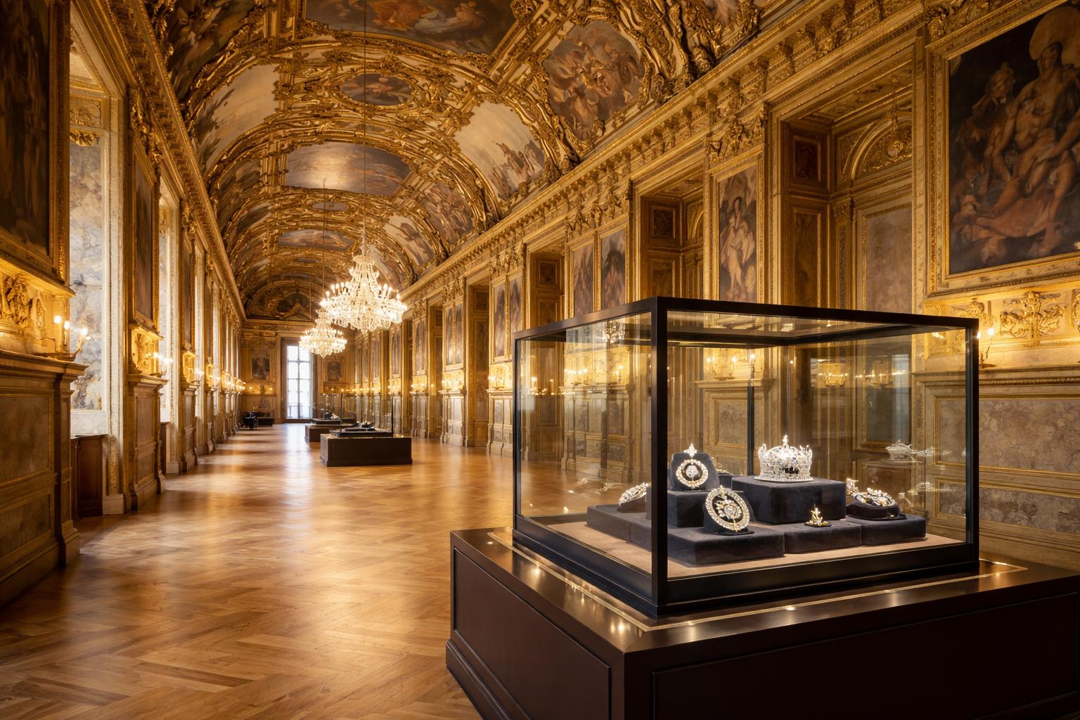 Redaktionelle Szene zum Thema „Louvre öffnet nach Juwelenraub die Apollo-Galerie wieder“