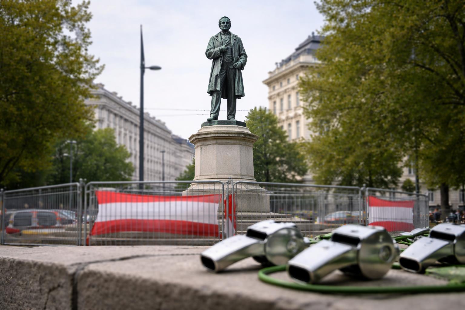 Redaktionelle Szene zum Thema „Lueger-Statue am Stubenring neu präsentiert: Pfeifkonzert bei Wiederaufstellung“