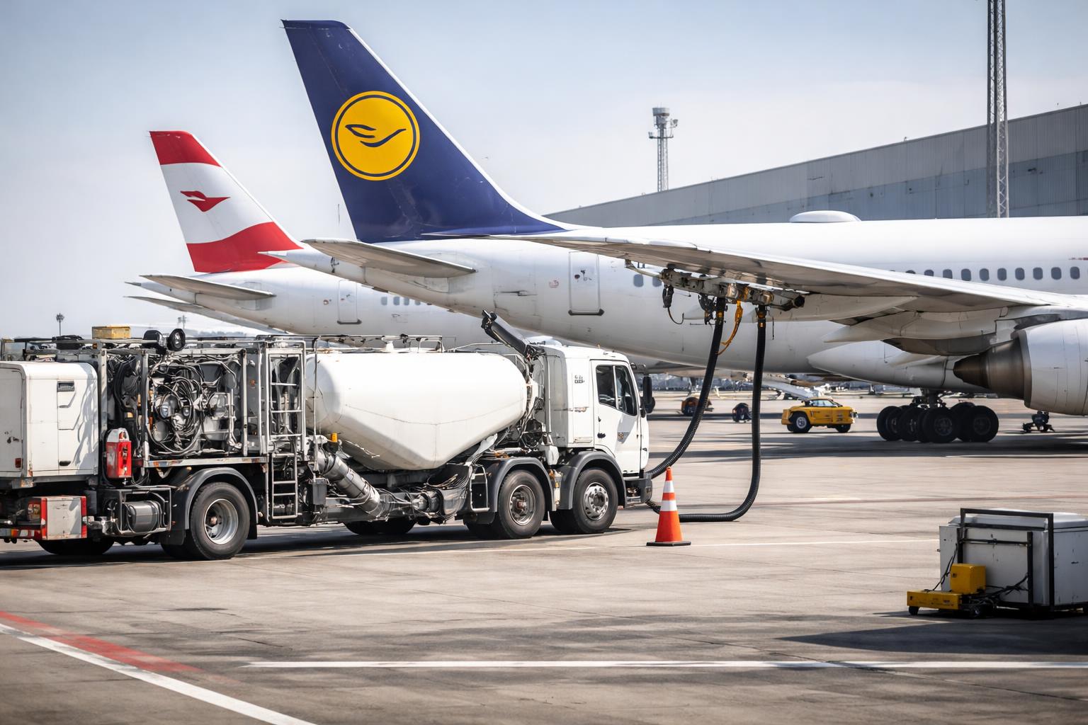 Redaktionelle Szene zum Thema „Lufthansa weist Bericht über Kerosin-Notfallpläne zurück“