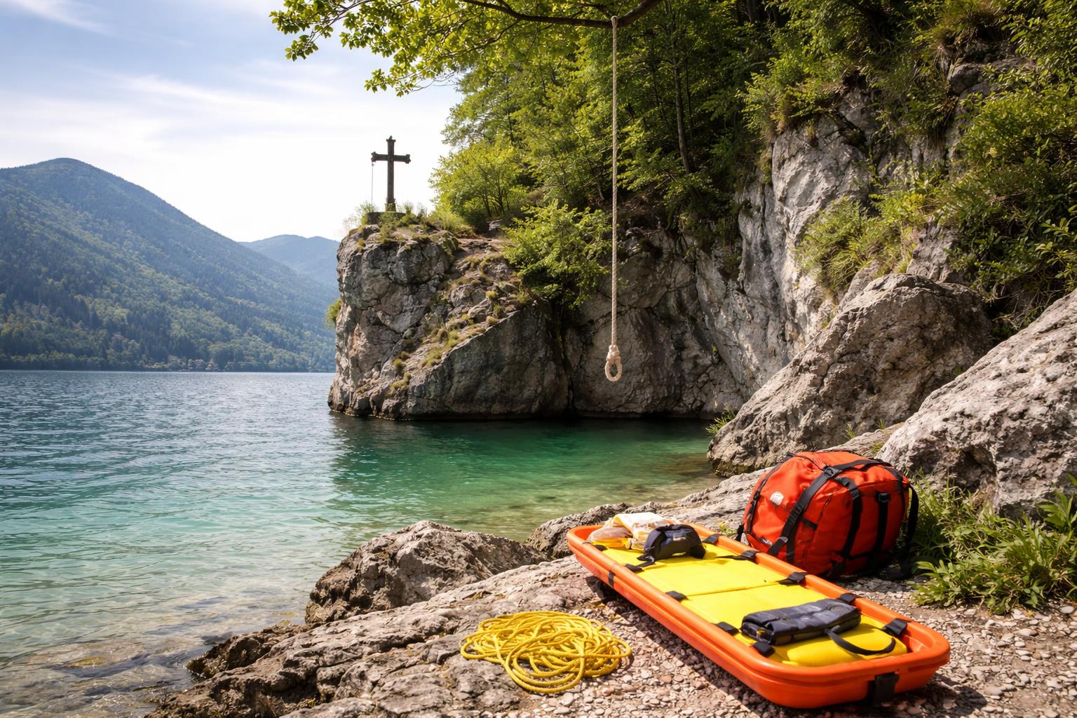 Redaktionelle Szene zum Thema „Mann verunglückt bei Sprungversuch am Wolfgangsee“