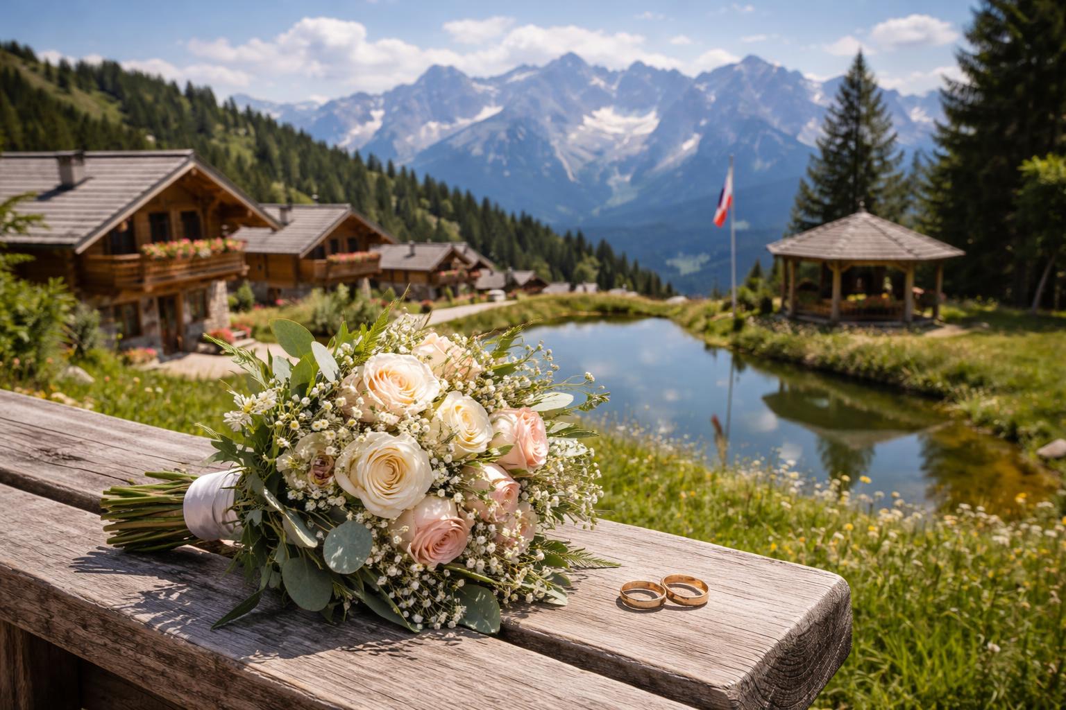 Redaktionelle Szene zum Thema „Marie und Sascha heiraten auf der Reiteralm“