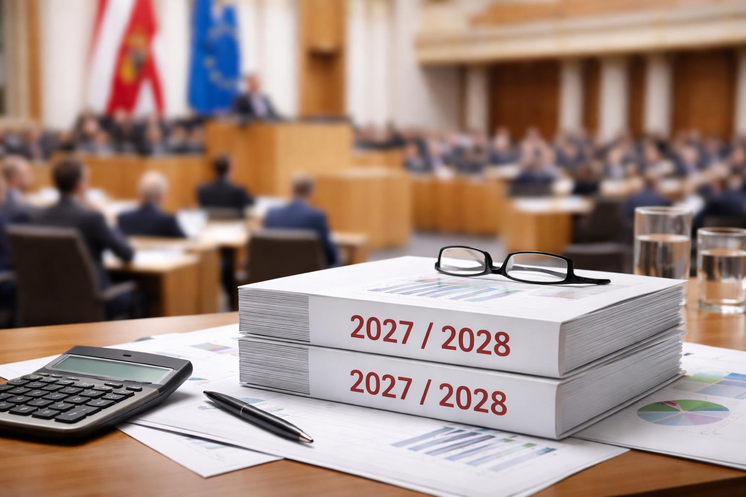 Redaktionelle Szene zum Thema „Marterbauer präsentiert Doppelbudget für 2027 und 2028“