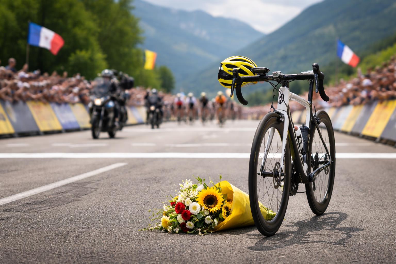 Redaktionelle Szene zum Thema „Mauro Schmid triumphiert auf der 13. Tour-Etappe“