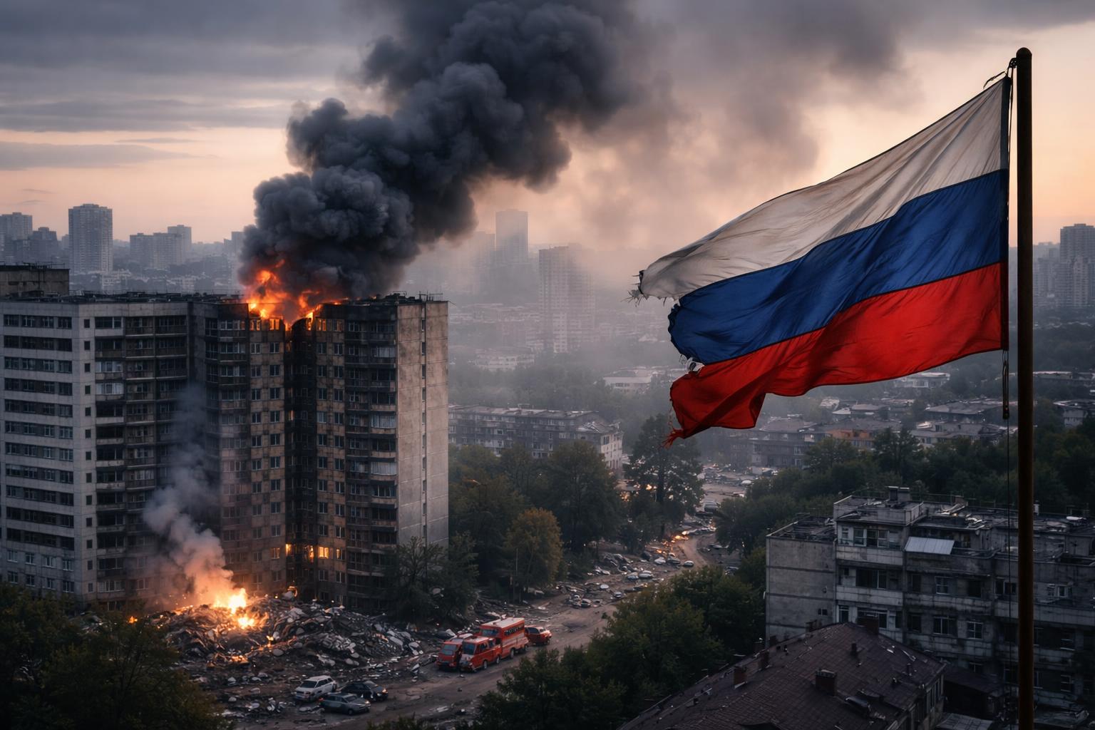 Redaktionelle Szene zum Thema „Medwedew reagiert mit zynischer Drohung auf russische Angriffe auf Kiew“