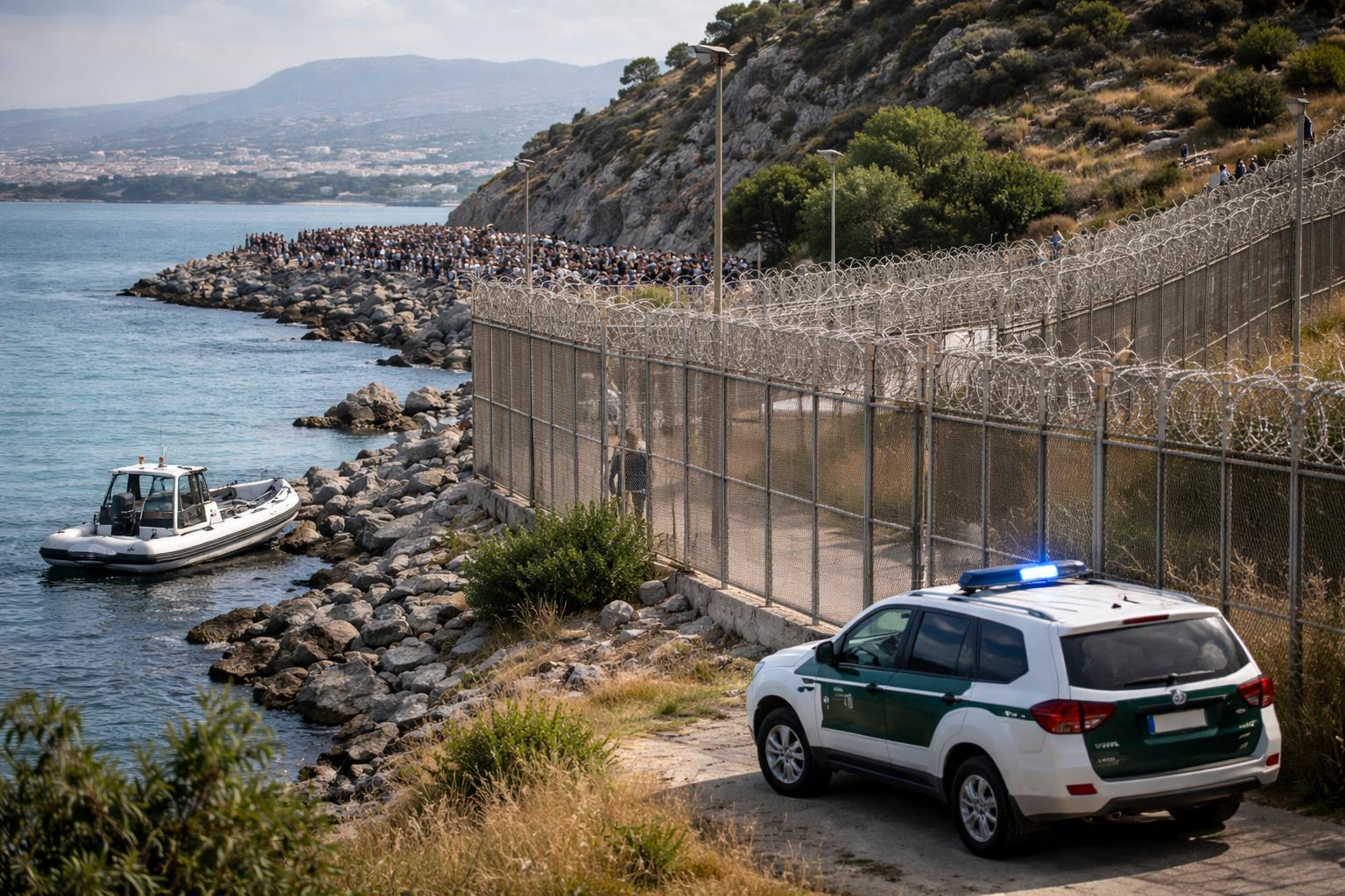 Redaktionelle Szene zum Thema „Migrationsdruck auf Ceuta bringt EU unter Zugzwang“