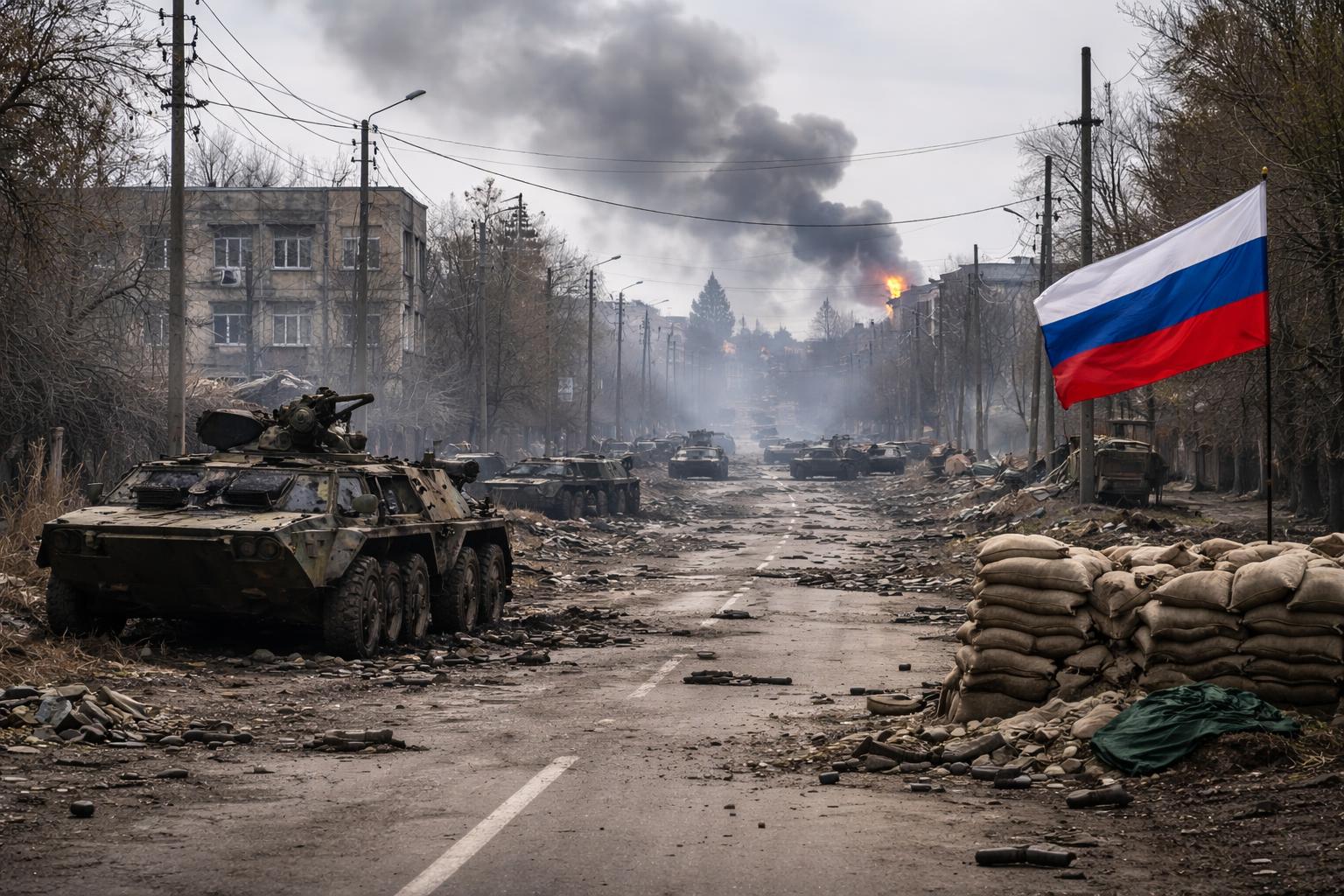 Redaktionelle Szene zum Thema „Moskau meldet Einnahme von Kostjantyniwka im Donbass“