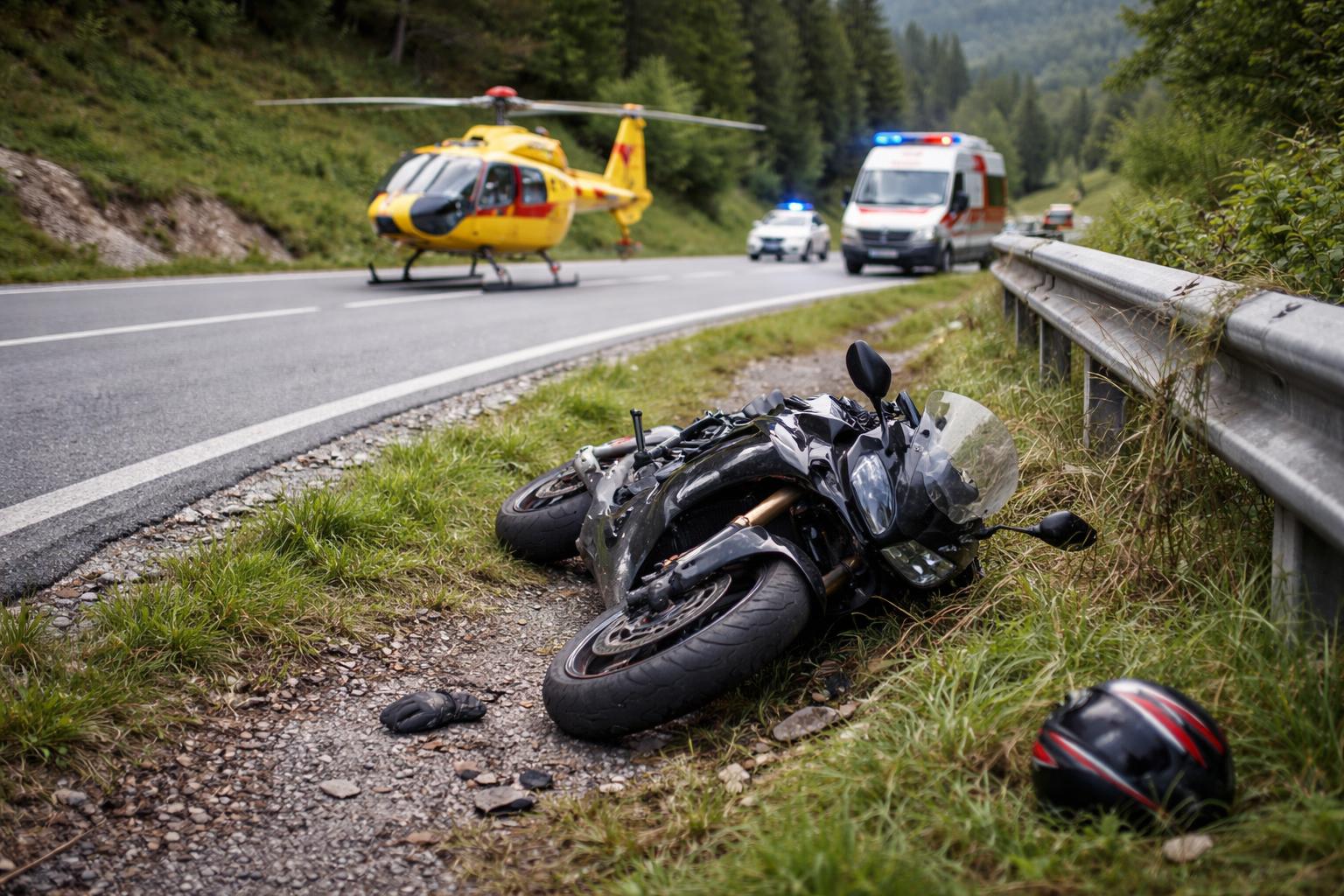 Redaktionelle Szene zum Thema „Motorradfahrer bei Kufstein bei Sturz schwer verletzt“