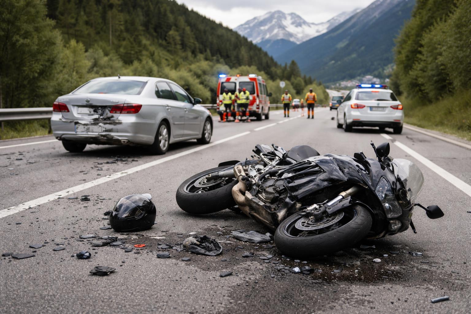 Redaktionelle Szene zum Thema „Motorradfahrer bei Überholmanöver in Zirl schwer verletzt“