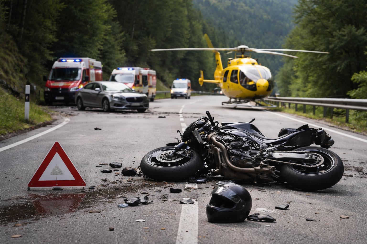 Redaktionelle Szene zum Thema „Motorradfahrer erliegt nach Unfall auf der B70 seinen Verletzungen“