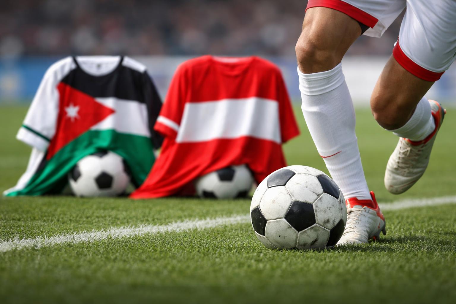 Redaktionelle Szene zum Thema „Mousa Tamari ist Jordaniens gefährlichster Offensivspieler vor dem WM-Auftakt gegen Österreich“