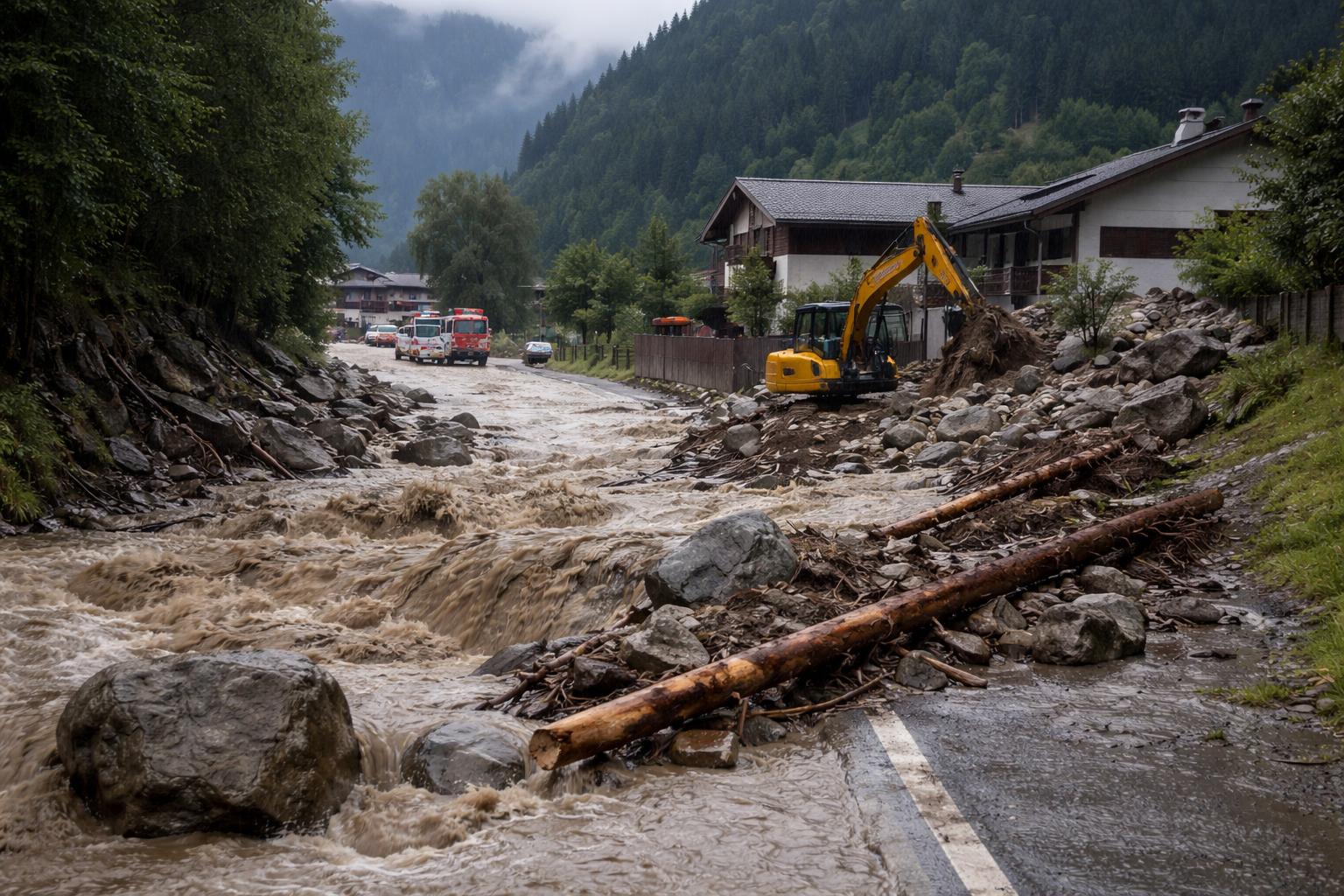 Redaktionelle Szene zum Thema „Muren und Überflutungen nach Gewittern in Salzburg und Tirol“