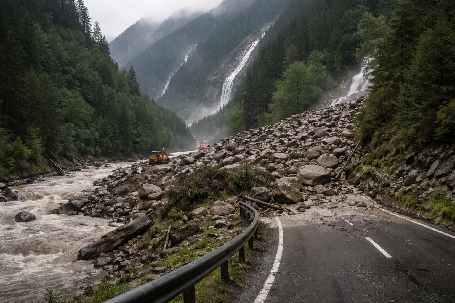 Redaktionelle Szene zum Thema „Murenabgänge im hinteren Pitztal blockieren Landesstraße“