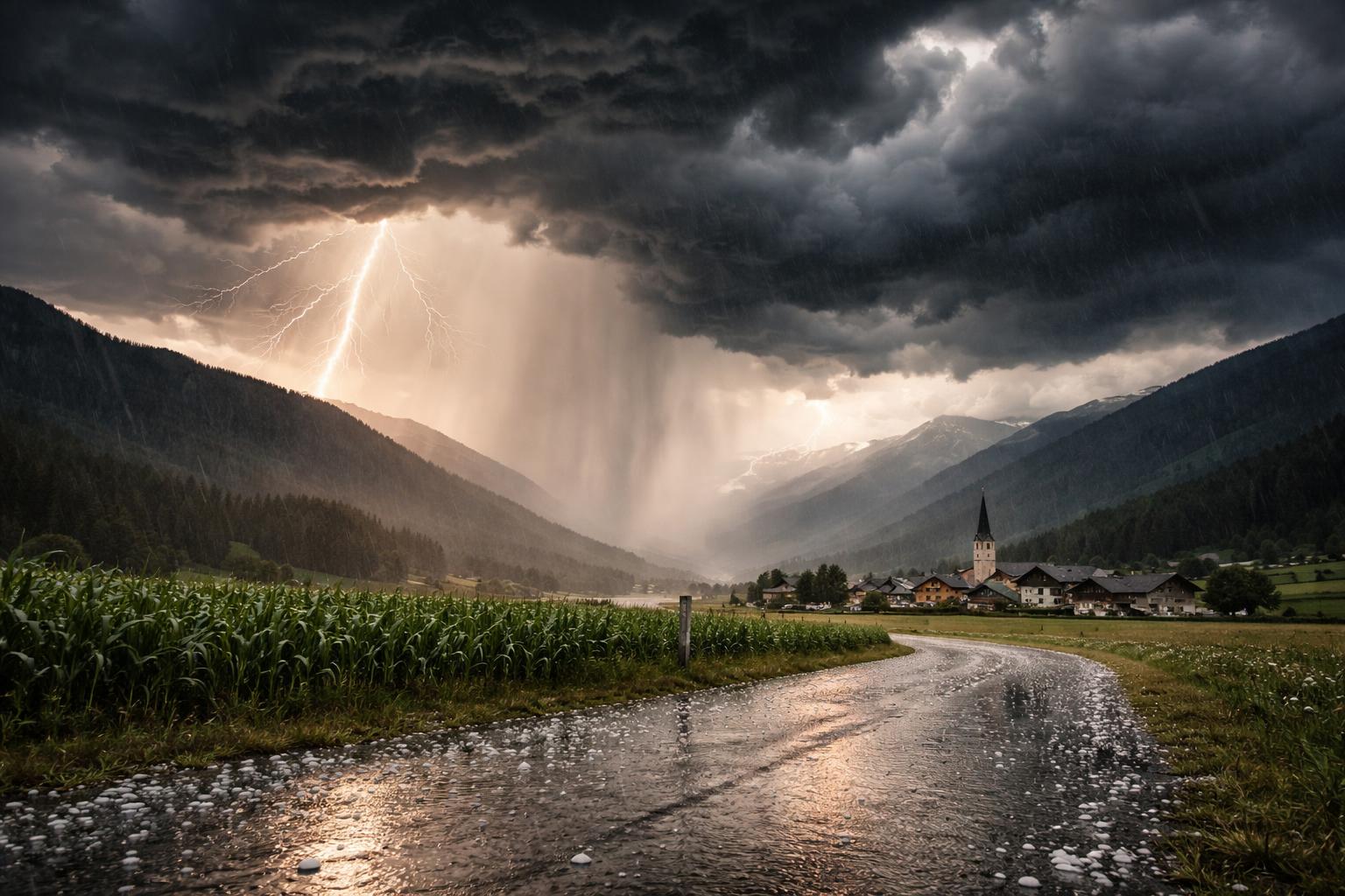 Redaktionelle Szene zum Thema „Nach der 40-Grad-Hitze drohen in Österreich heftige Gewitter“