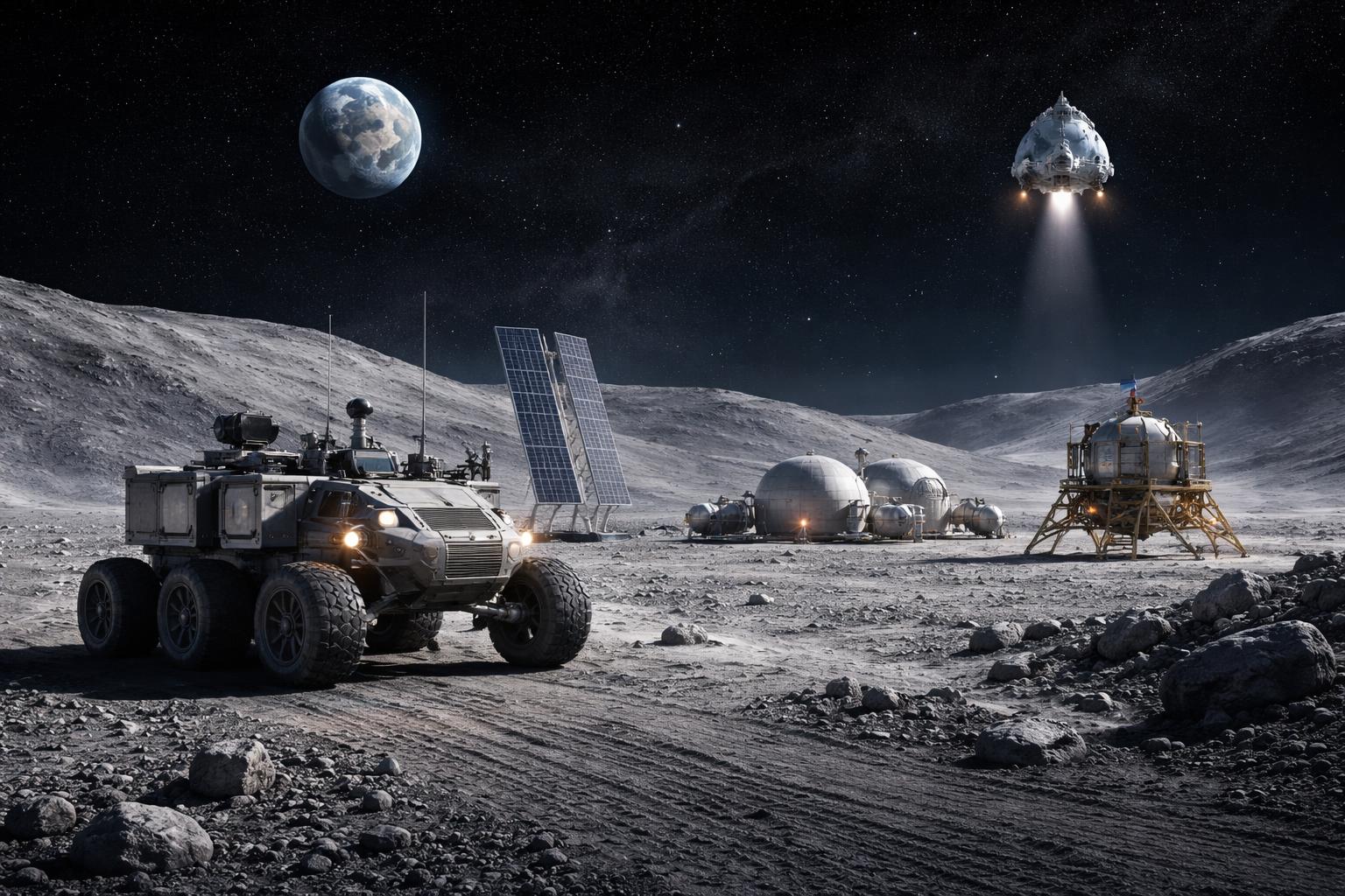 Redaktionelle Szene zum Thema „NASA beschleunigt Artemis-Pläne für eine bemannte Mondbasis“