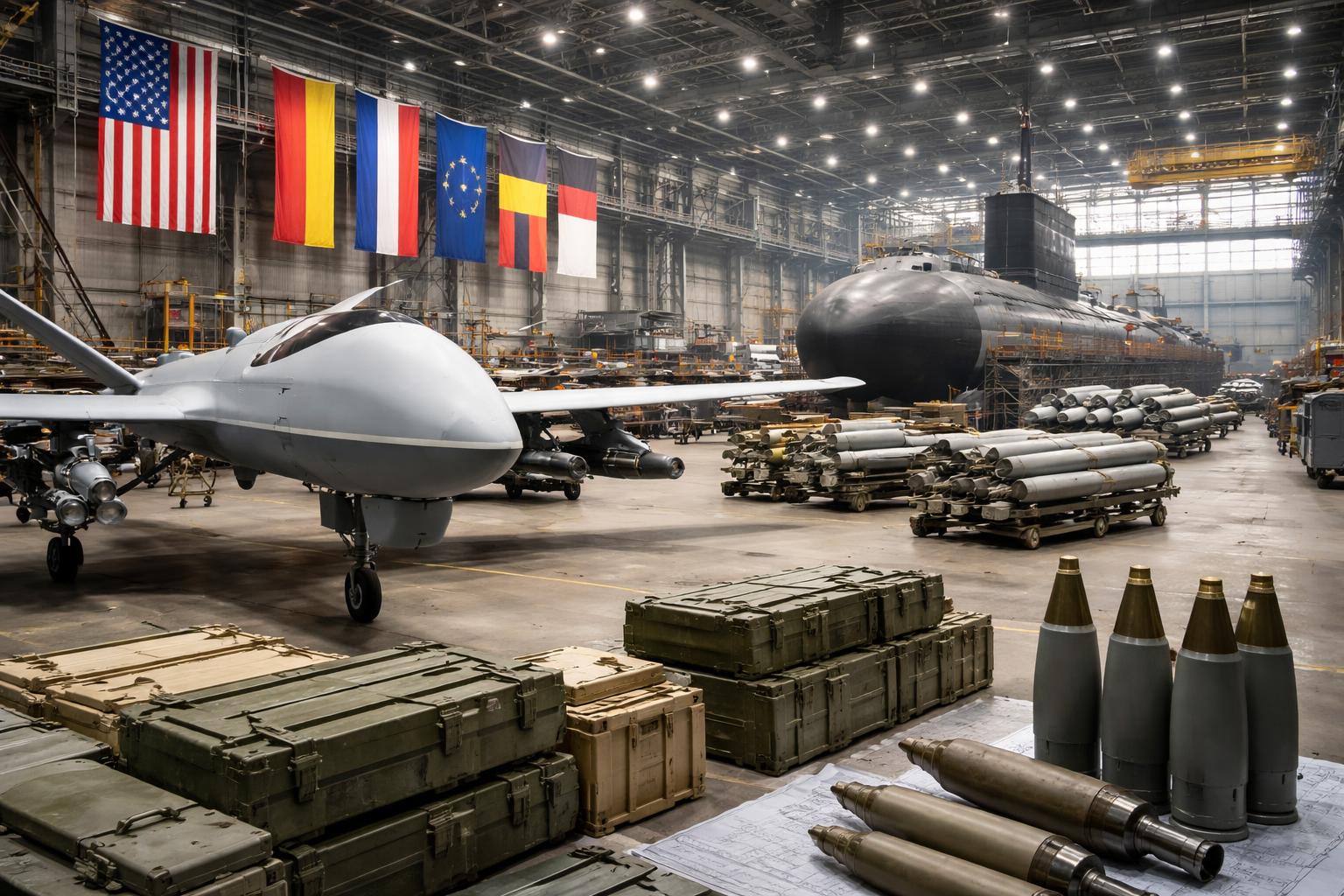 Redaktionelle Szene zum Thema „NATO-Staaten kündigen milliardenschwere Aufrüstung vor Gipfel mit Trump an“
