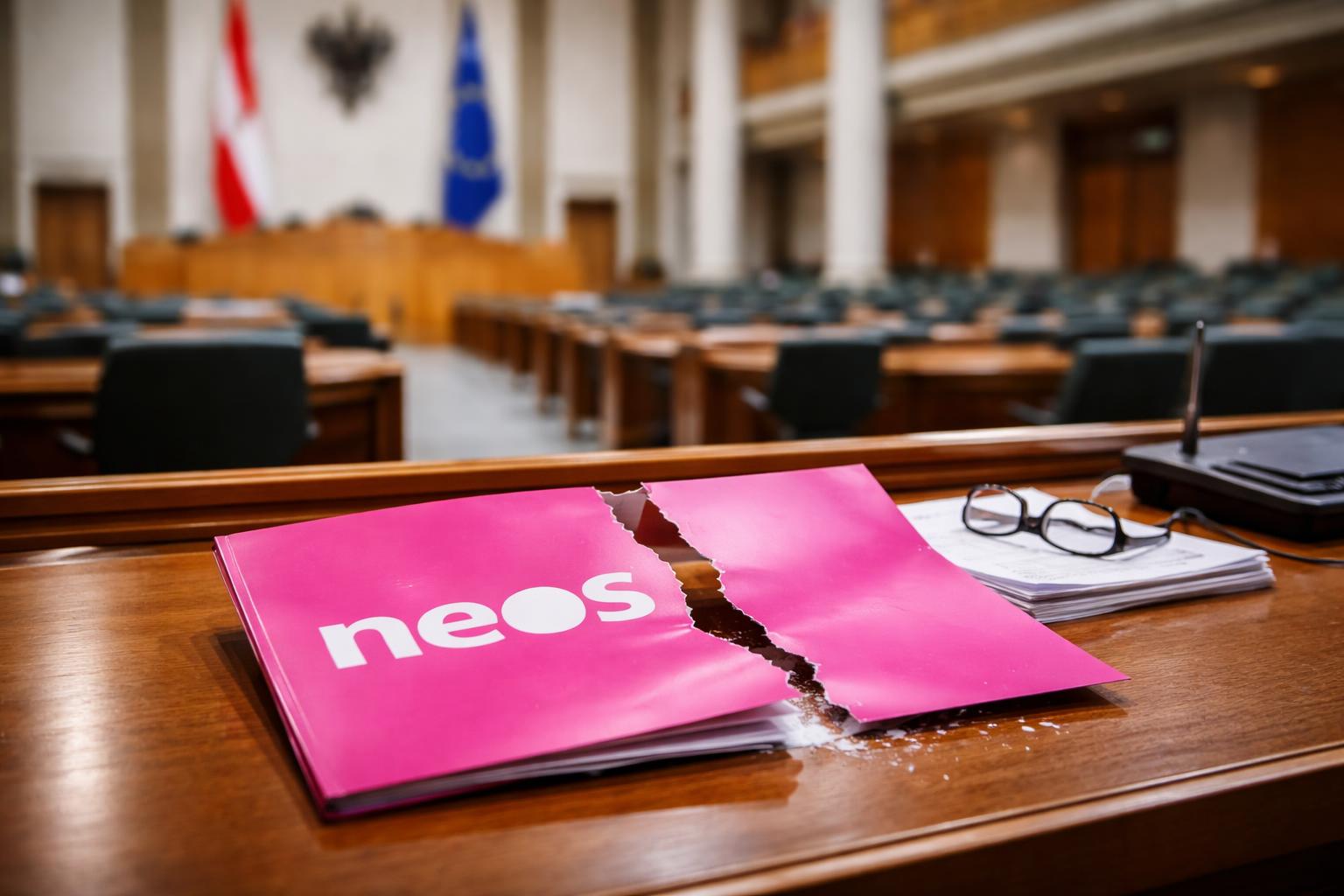 Redaktionelle Szene zum Thema „Neos werfen Mitgründer Veit Dengler aus Klub und Partei“