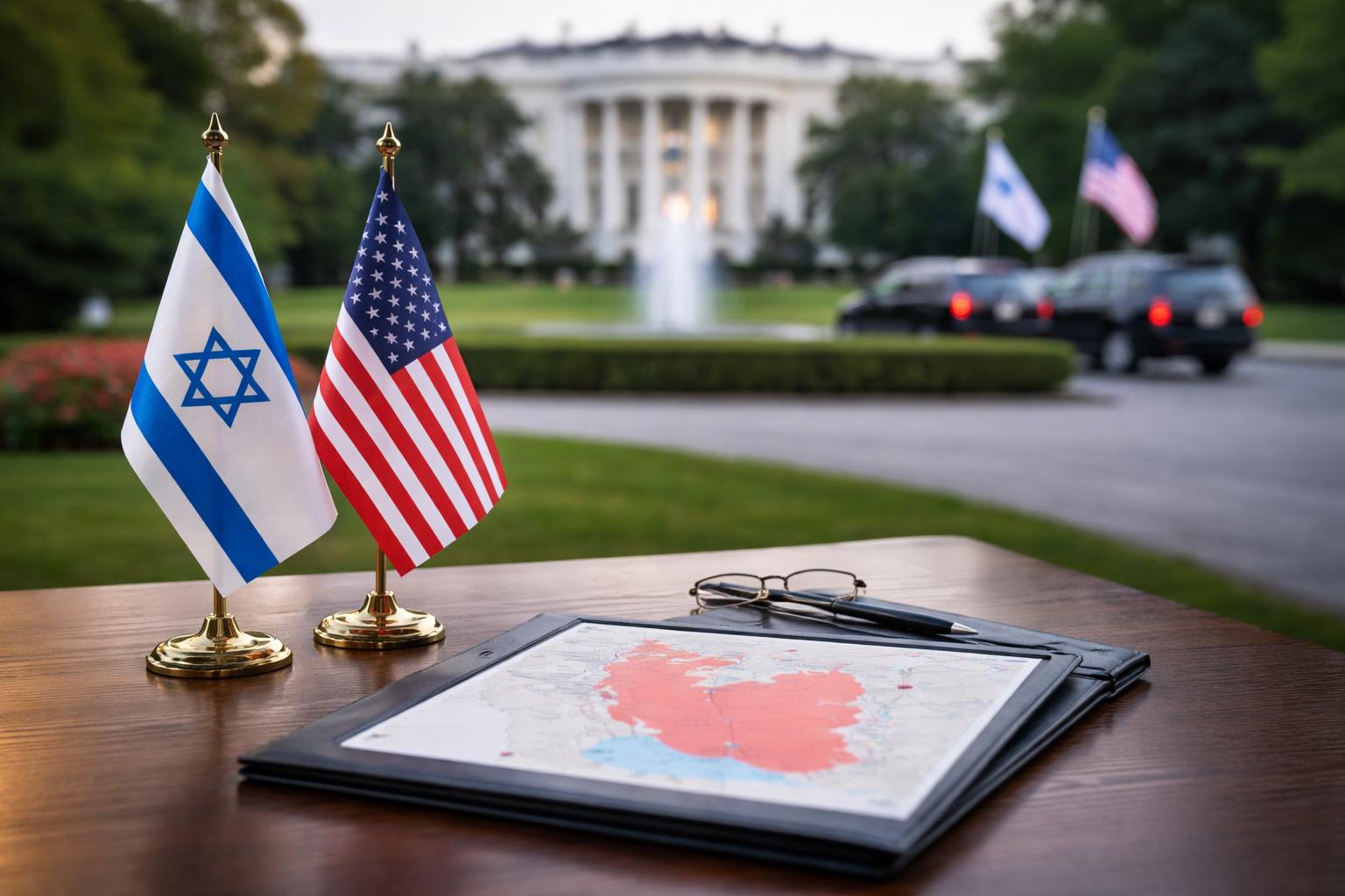 Redaktionelle Szene zum Thema „Netanyahu versucht Trump von Iran-Gefahr zu überzeugen“