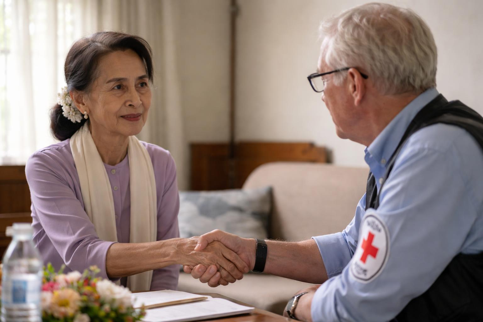 Redaktionelle Szene zum Thema „Neue Bilder von Aung San Suu Kyi nach fünf Jahren Isolation“