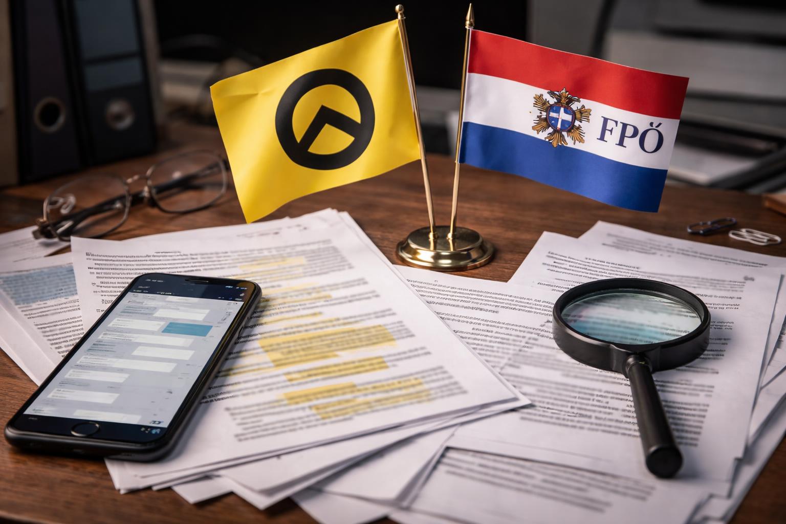 Redaktionelle Szene zum Thema „Neue Chats der Identitären legen Verbindungen zur FPÖ offen“