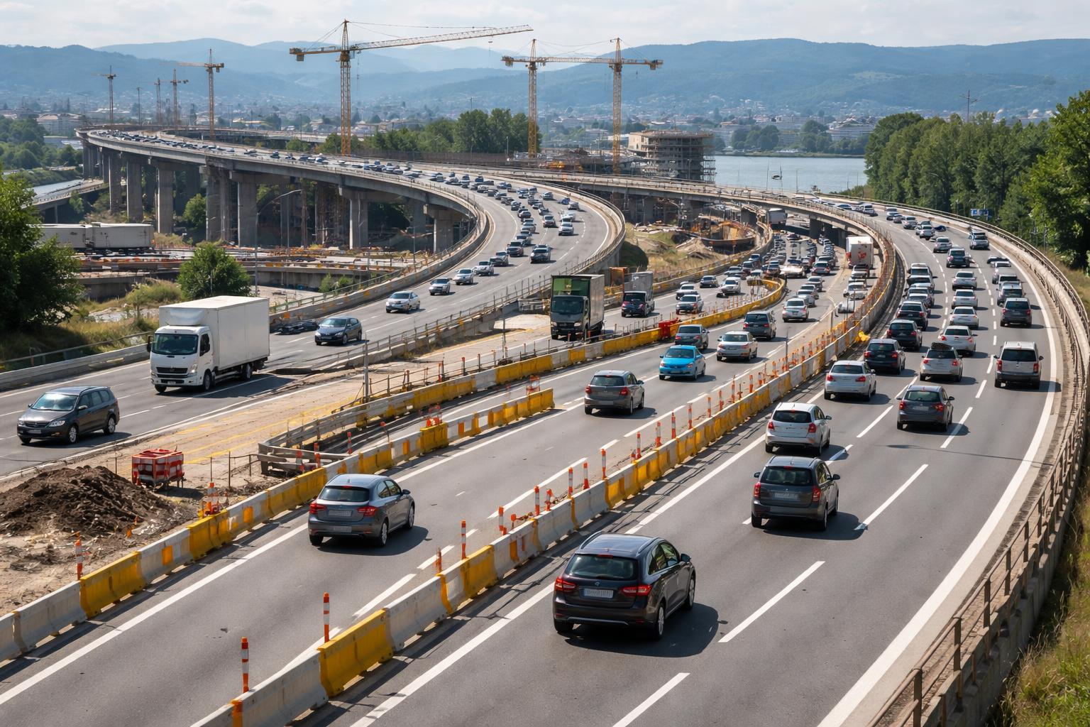 Redaktionelle Szene zum Thema „Neue Verkehrsführung auf der A7 ab Montag“