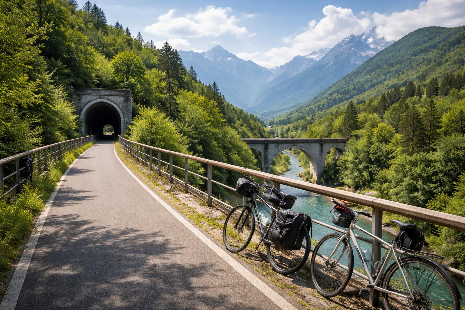 Redaktionelle Szene zum Thema „Neuer Radweg auf alter Bahntrasse verbindet Venetien und Friaul“