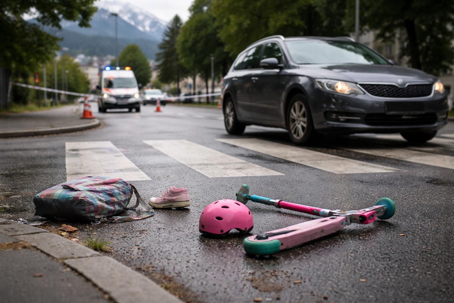 Redaktionelle Szene zum Thema „Neunjährige in Innsbruck auf Schutzweg von Auto erfasst und verletzt“