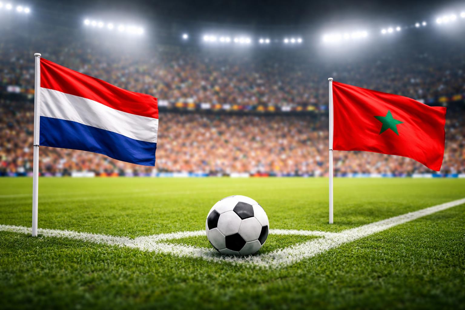 Redaktionelle Szene zum Thema „Niederlande und Marokko im WM-Duell: Die erste Halbzeit läuft“
