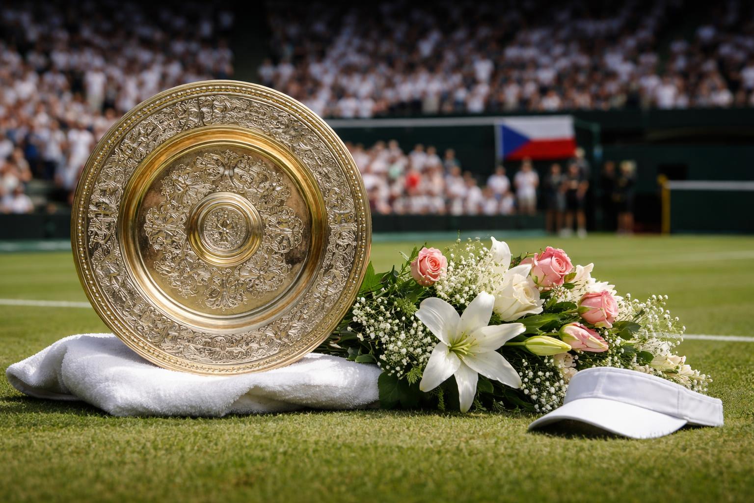 Redaktionelle Szene zum Thema „Noskovas Wimbledon-Triumph mit Tränen für die verstorbene Mutter“