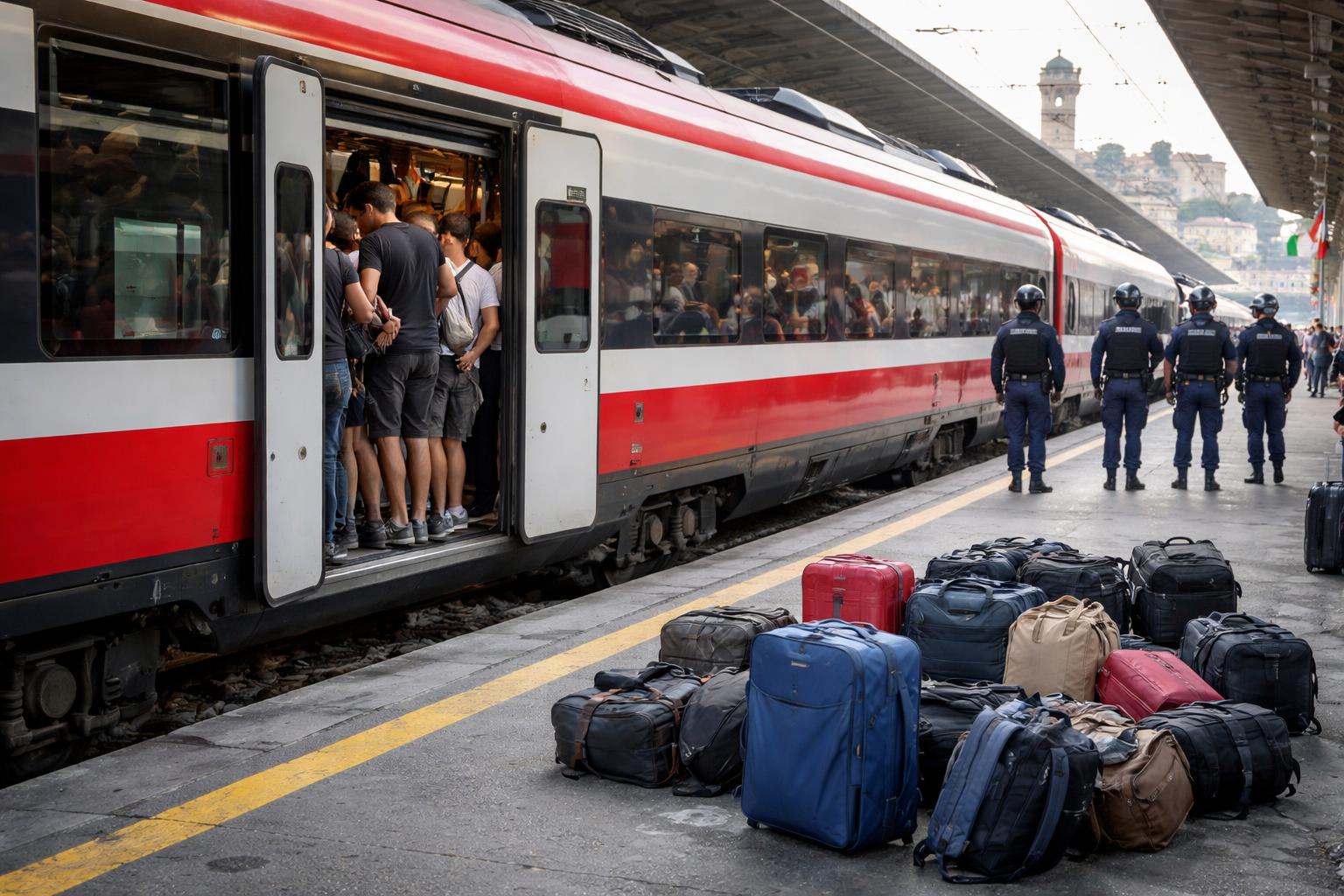 Redaktionelle Szene zum Thema „ÖBB erklärt Vorfall um überfüllten Zug nach Polizeiräumung in Udine“