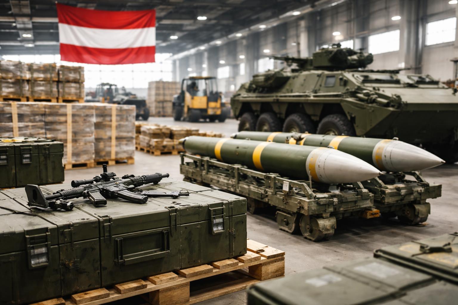 Redaktionelle Szene zum Thema „Österreich genehmigte 2024 Militärexporte im Wert von knapp zwei Milliarden Euro“