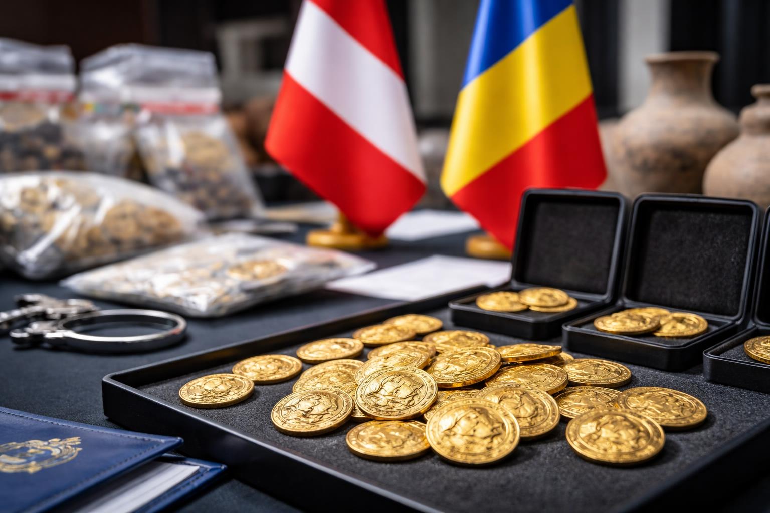 Redaktionelle Szene zum Thema „Österreich gibt Rumänien sichergestellte dakische Goldmünzen zurück“