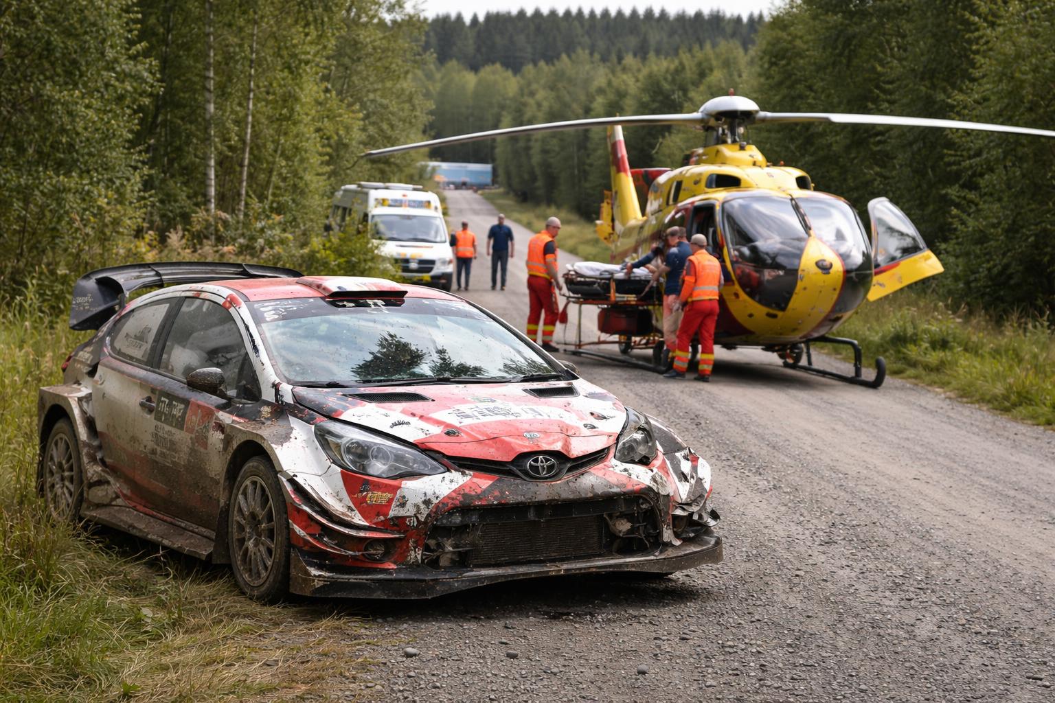 Redaktionelle Szene zum Thema „Ogier nach Rallye-Unfall in Finnland ins Spital gebracht“