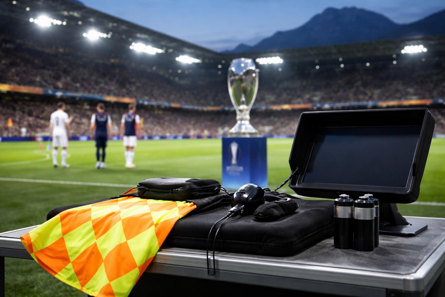 Redaktionelle Szene zum Thema „Omar Artan leitet den UEFA-Supercup in Salzburg“